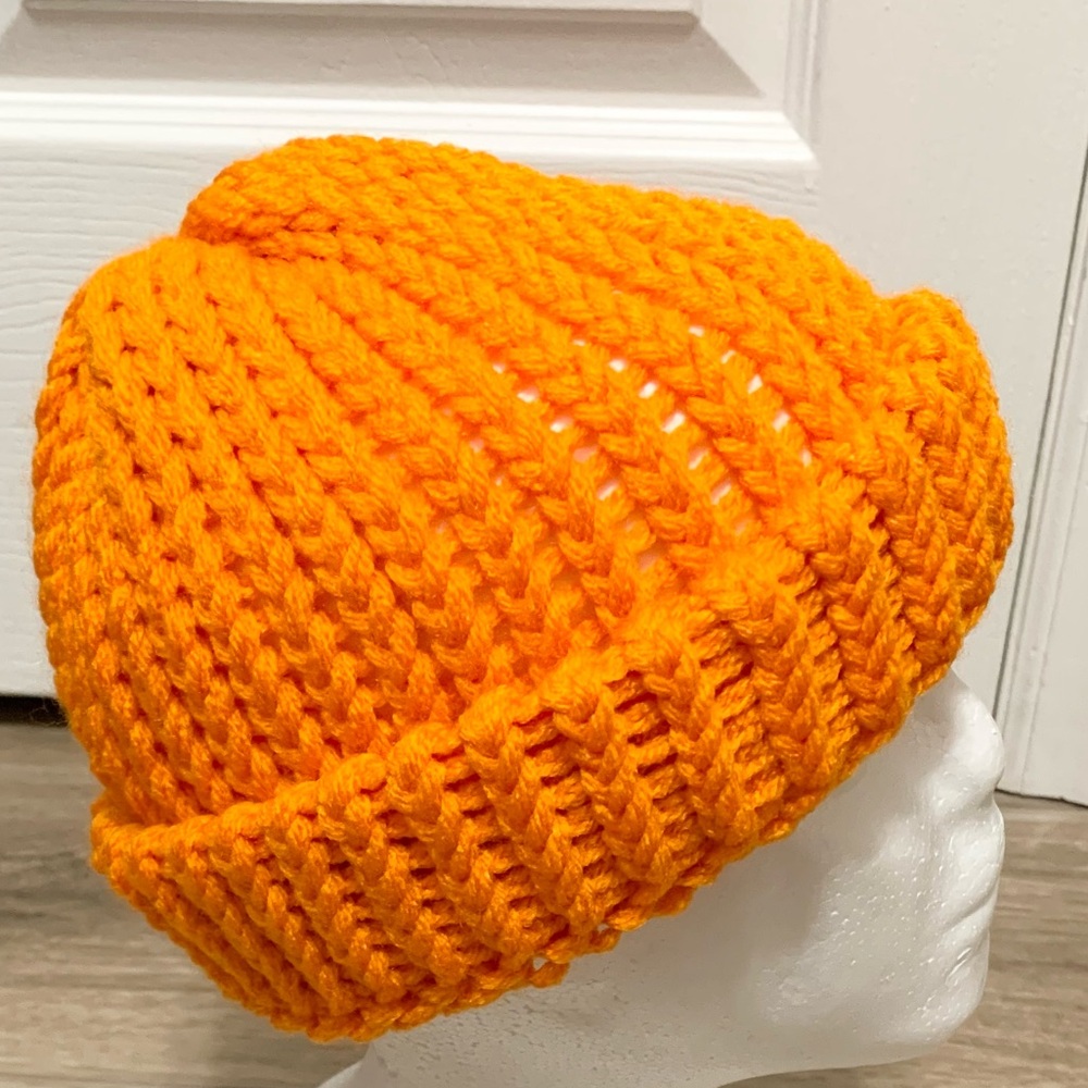 Hand Knit Beanie Hat Homemade Adult OSFM